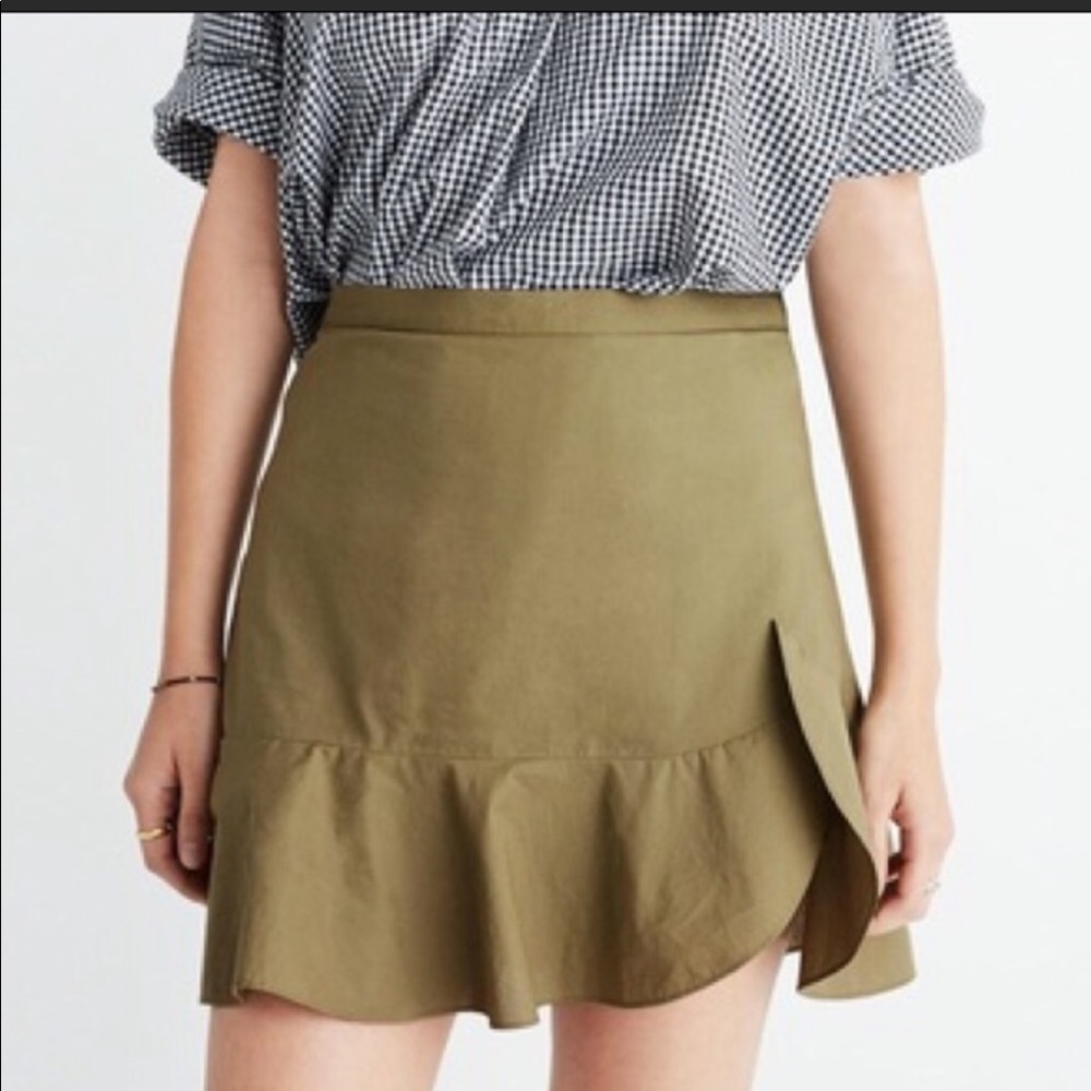 Madewell ruffle skirt olive green 00